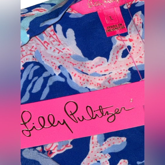 Lilly Pulitzer Natalie Coverup Borealis Blue Size L – NWT - Picture 3 of 4